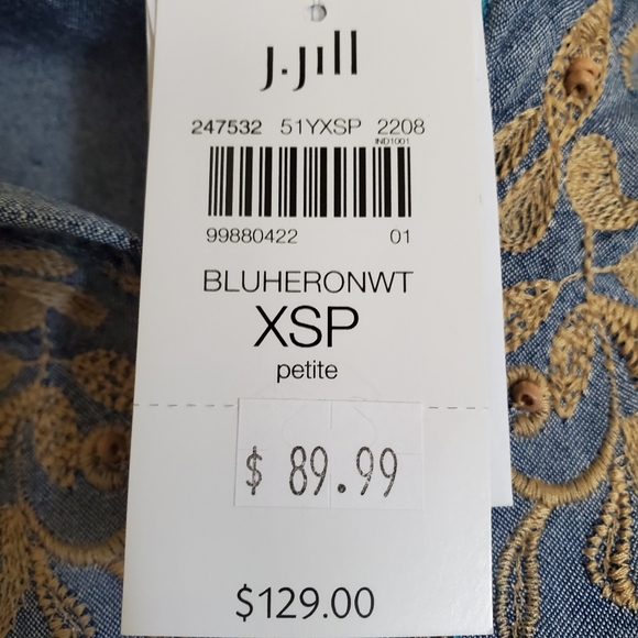 NWT- J.Jill Blue Tunic w/ Tan Beading!!๐๐๐ - Picture 8 of 10